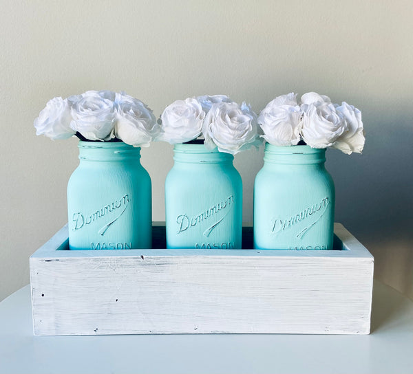 Turquoise Mason Jar Centrepiece