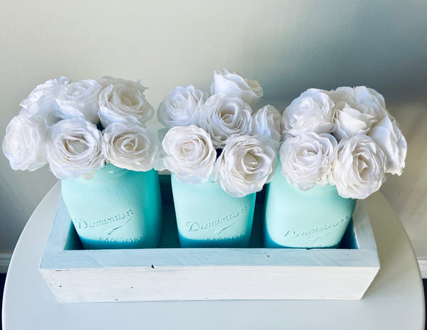 Turquoise Mason Jar Centrepiece