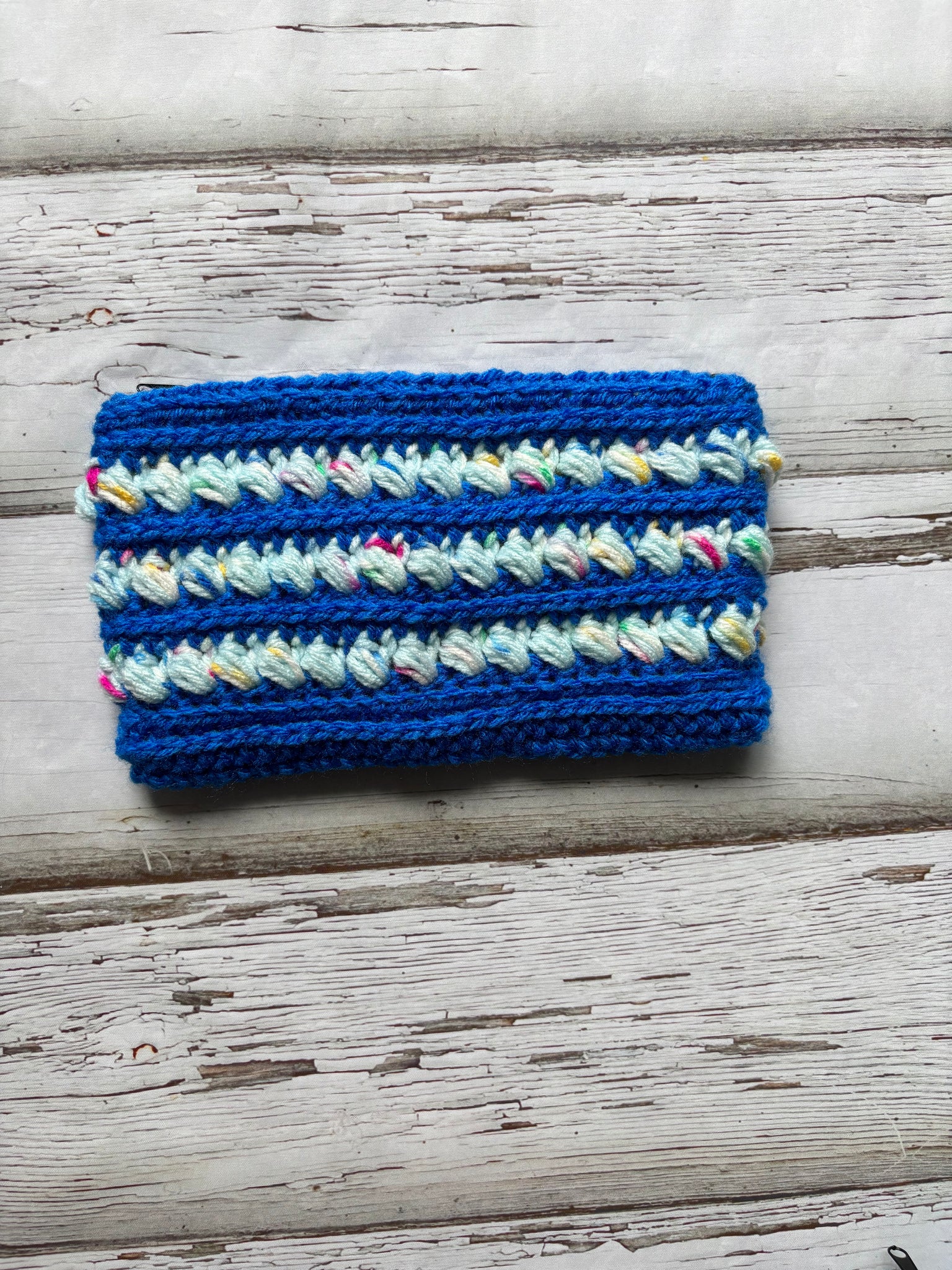 Blue Stripped Zipper Pouch