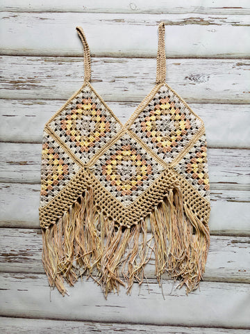 Beige Seashell Granny Square Top
