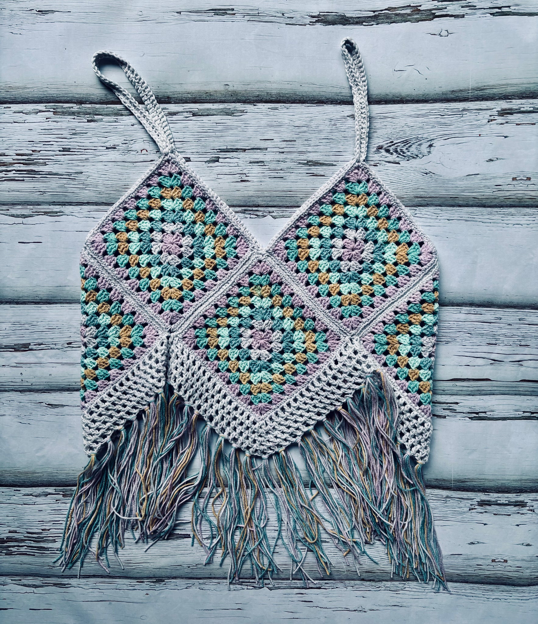Light Lavender Turquoise Thrill Granny Square Top