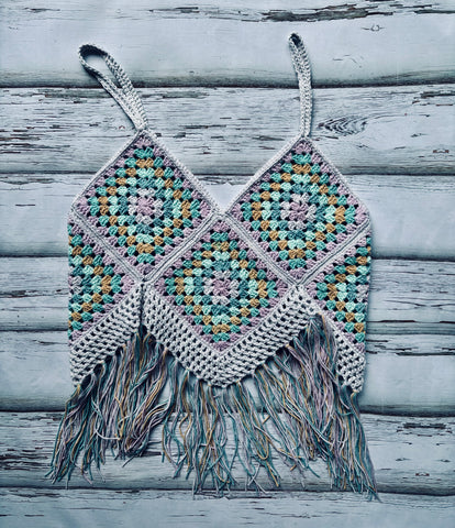 Light Lavender Turquoise Thrill Granny Square Top