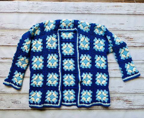 Blue Granny Square Cardigan