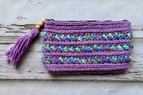 Lavender Stripped Zipper Pouch