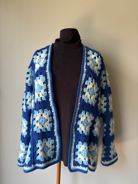 Blue Granny Square Cardigan