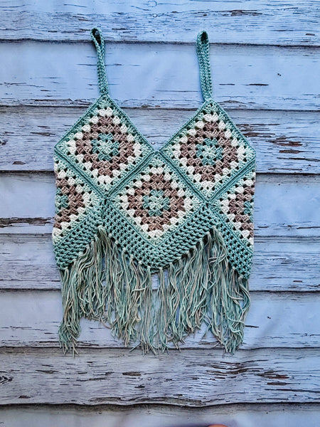 Blue Beachglass Granny Square Top