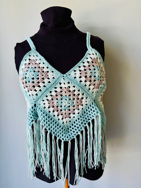Blue Beachglass Granny Square Top