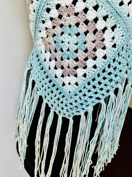 Blue Beachglass Granny Square Top