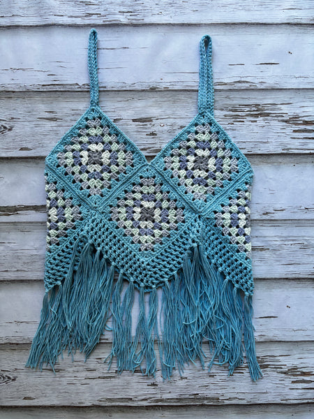 Blue Ocean Oasis Granny Square Top