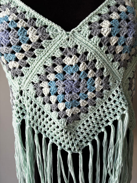 Green Ocean Oasis Granny Square Top