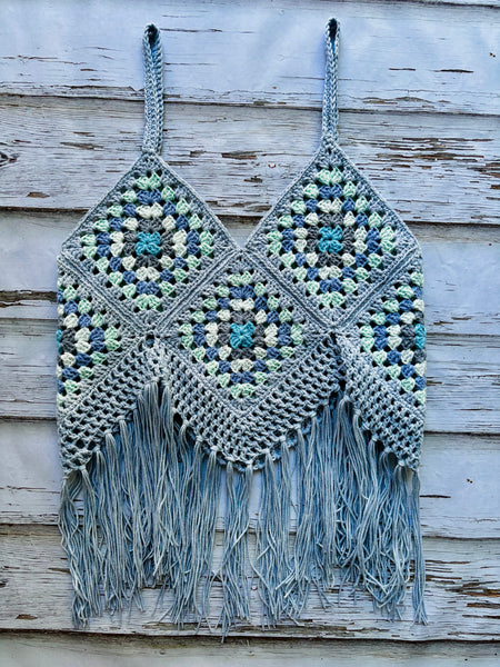 Light Grey Ocean Oasis Granny Square Top