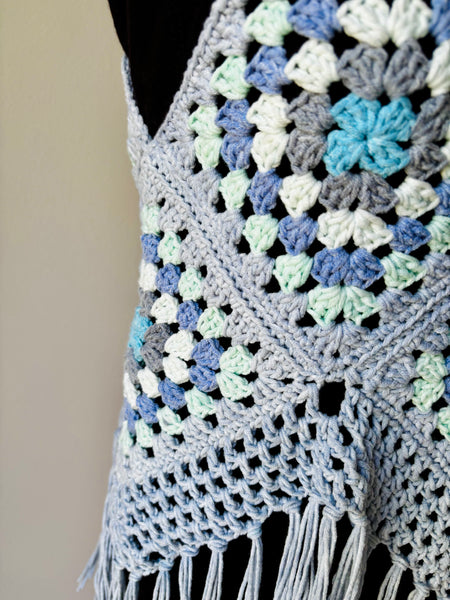 Light Grey Ocean Oasis Granny Square Top