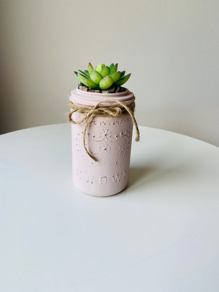 Blush Pink Single Succulent Crown Mason Jar No. 2