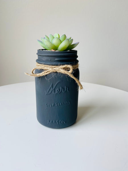 Charcoal Single Succulent Kerr Mason Jar