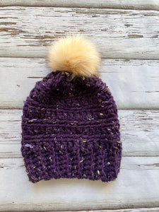 Hyacinth Chunky Textured Pompom Hat with Blond Pompom